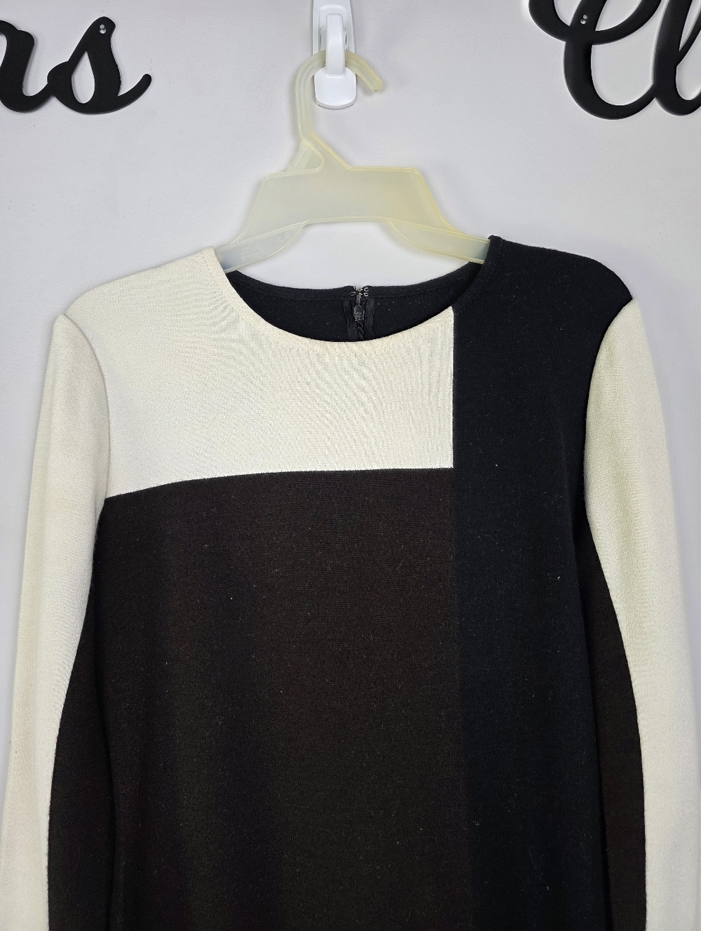St John Wool blend brown black and white color block sheath dress size 8 - Picture 3 of 10
